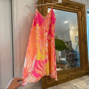 Lily Pulitzer lined silk slip dress pink floral